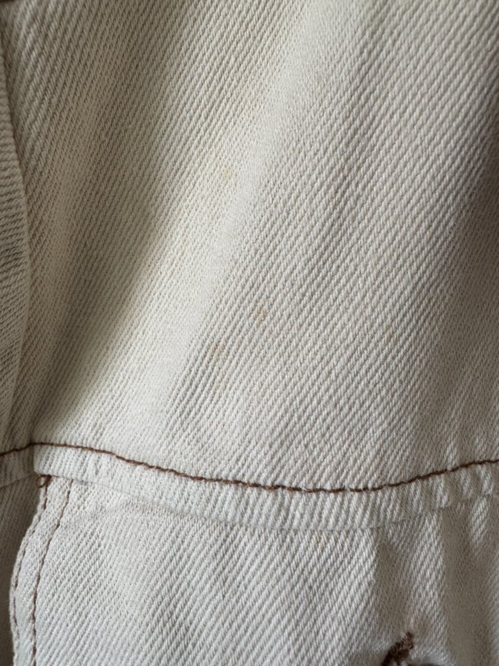 Free People Eisenhower Denim Jean Jacket Size Lg Ivory Cotton Collared Pockets - Picture 15 of 16